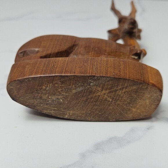 Hand Carved Wood Gazelle Sitting Down - Picture 6 of 6